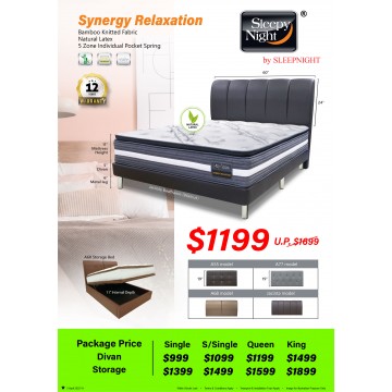 Sleepy Night Synergy Relaxation Pocketed Spring Mattress With Bed